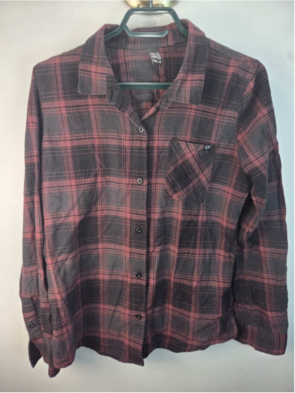Fox Men's Long Sleeves Shirt Medium Brown Squarred
